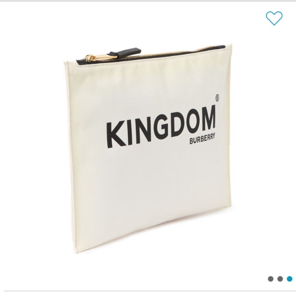 BURBERRY LONDON LARGE CHALK WHITE COTTON POUCH CLUTCH W/ KINGDOM CHECK LINING - Picture 4 of 16